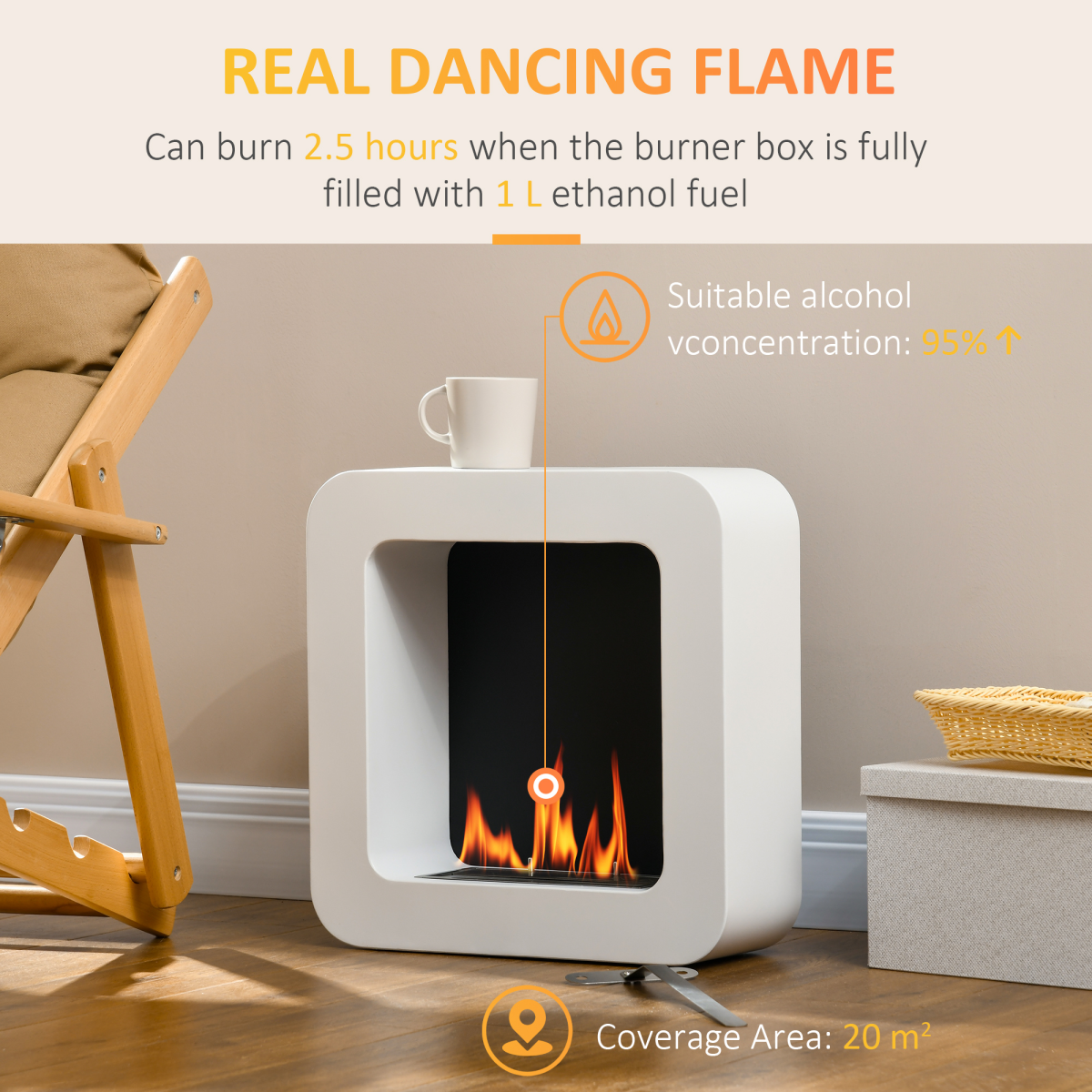 Stylish Wall-Mounted Ethanol Fireplace: Modern Heat with Minimal Hassle