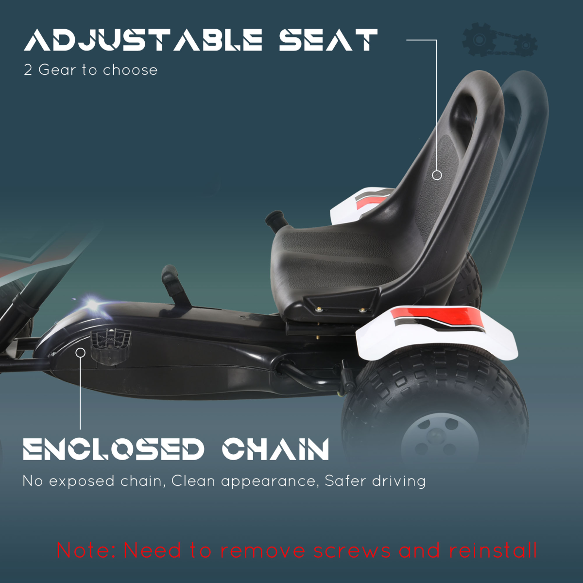 Kids' Racing Pedal Go-Kart with Steering Wheel, Gears & Brakes