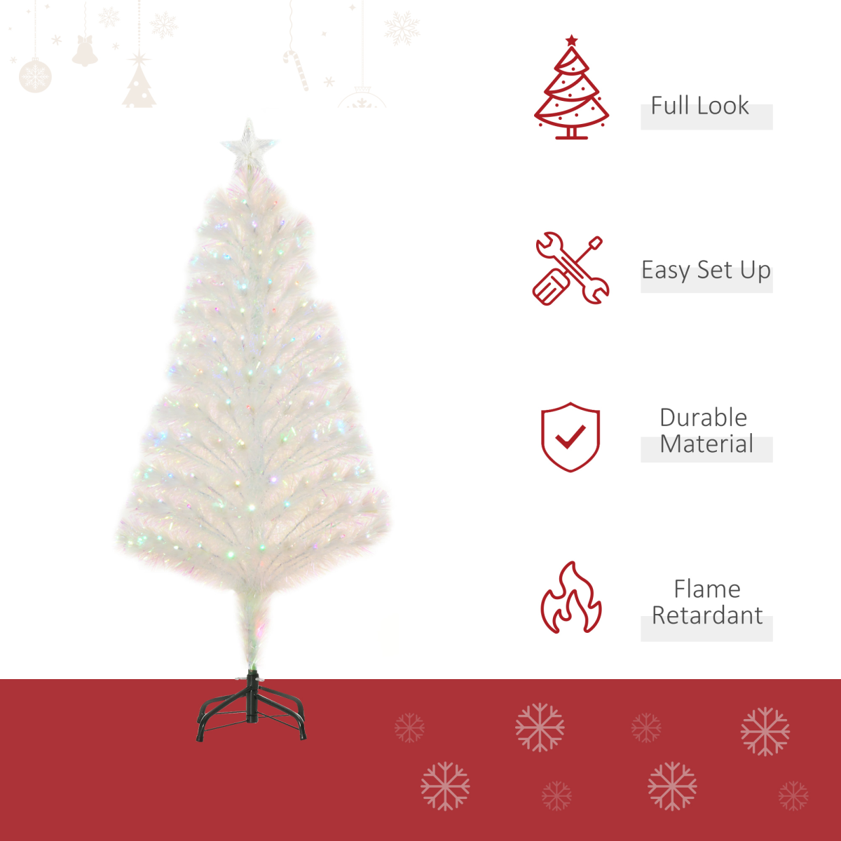 4ft Prelit Fiber Optic LED Christmas Tree with White Lights