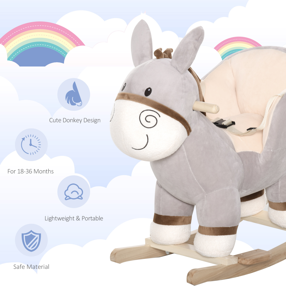 Kids' Rocking Horse: Classic, Safe & Durable Ride-On Toy for Imaginative Play