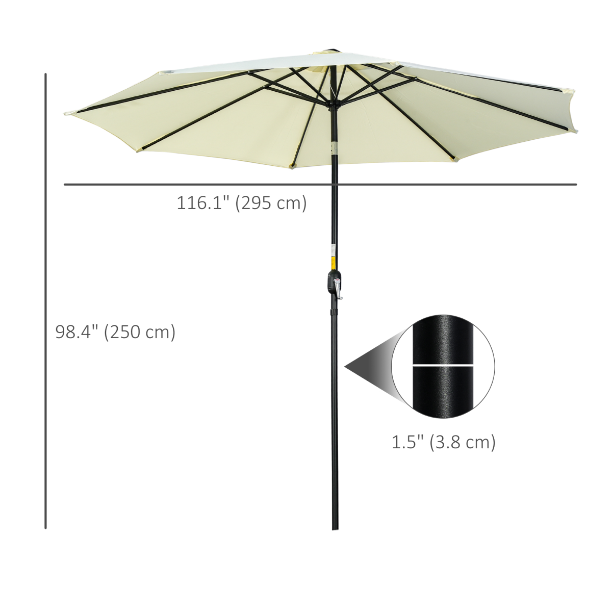 Stylish 10' Wall-Mounted Patio Umbrella with Crank & Adjustable Tilt