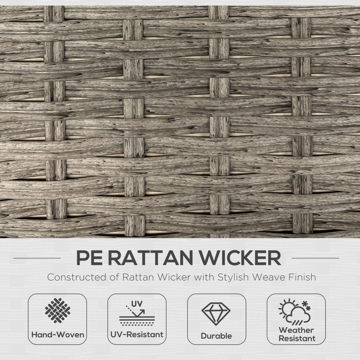 6-Piece Rattan Garden Sectional Sofa Set, Light Grey