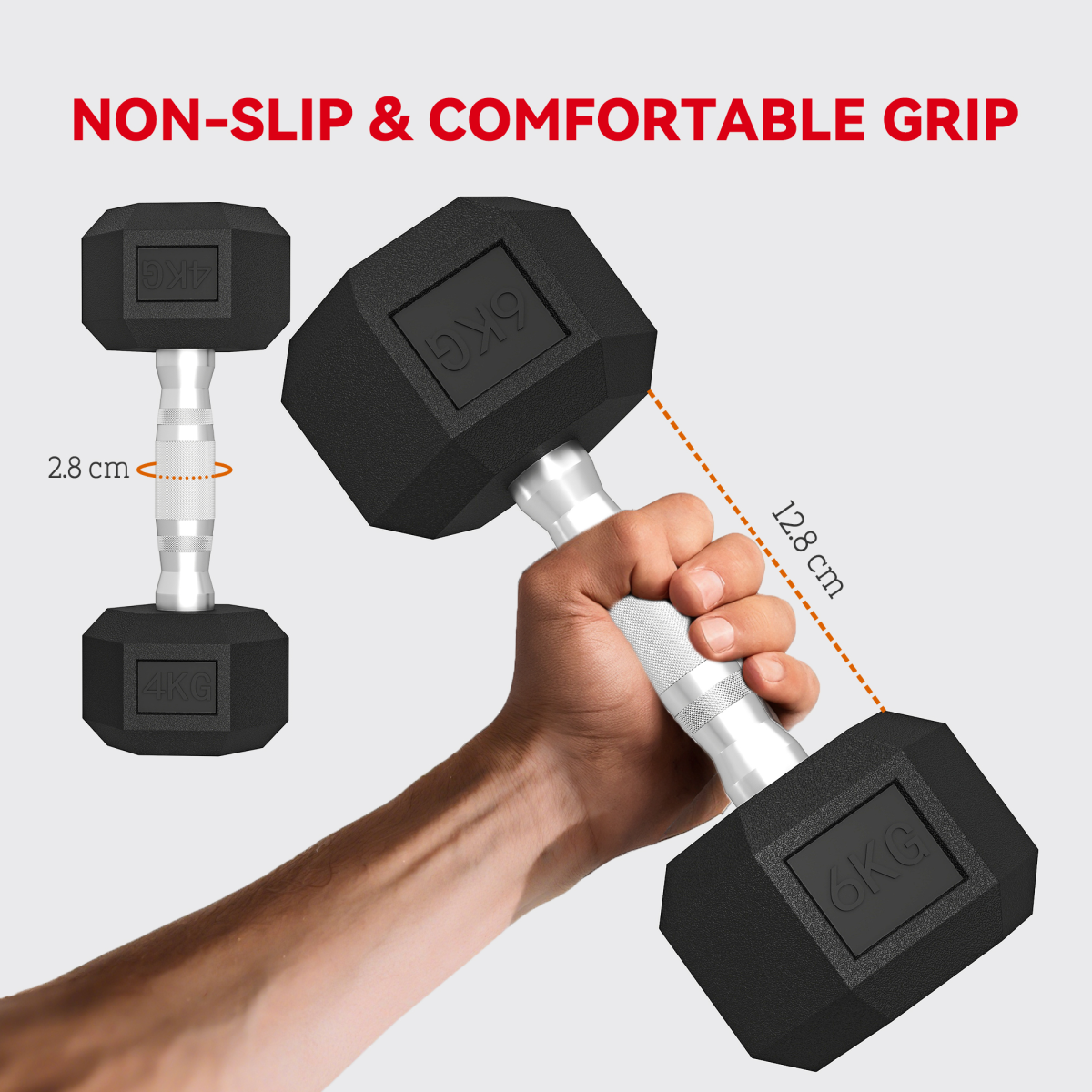 SPORTNOW 36KG Hex Dumbbell Set with Ergonomic Rack & Rubber Coated Weights