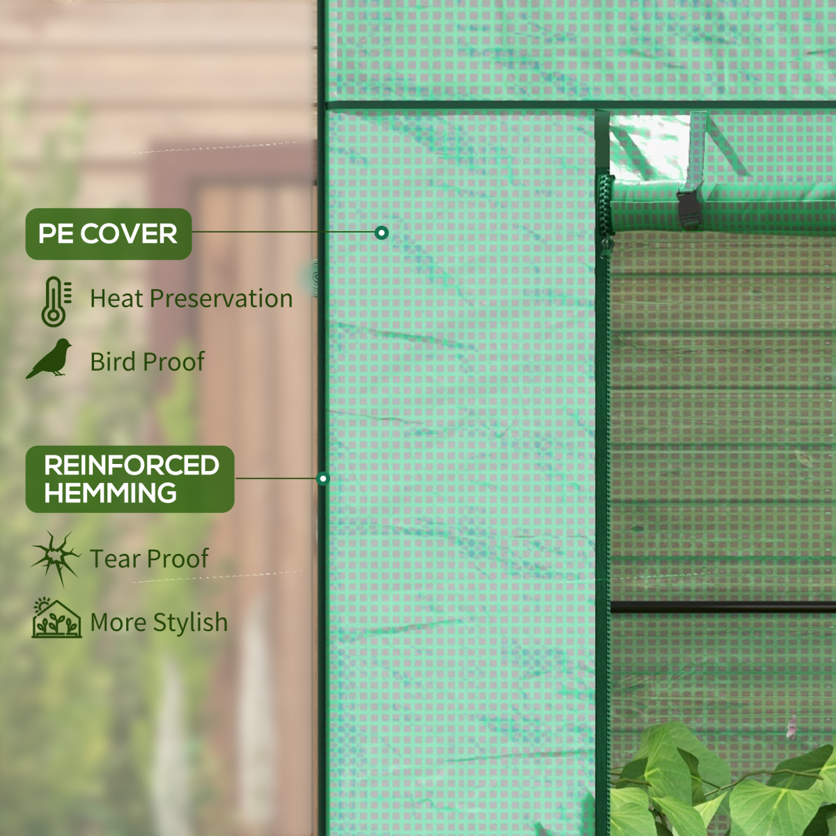 Walk-In Greenhouse: Large Roll-Up Door & Dual Mesh Windows