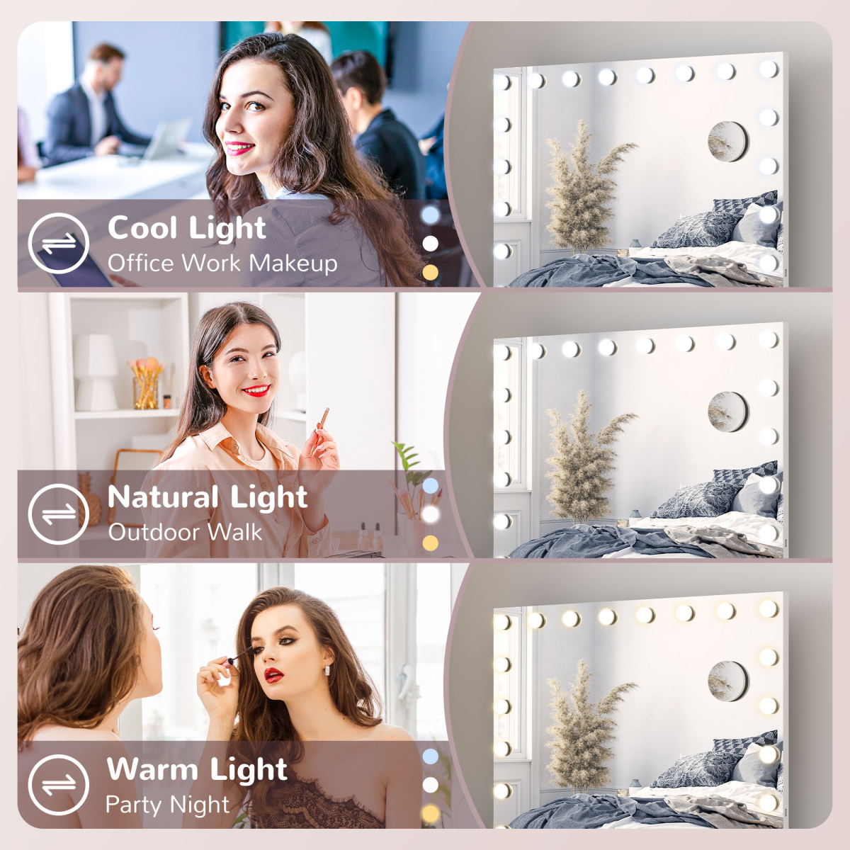 RadiantGlow LED Vanity Mirror: 10X Magnification, USB Port & 3 Lighting Modes