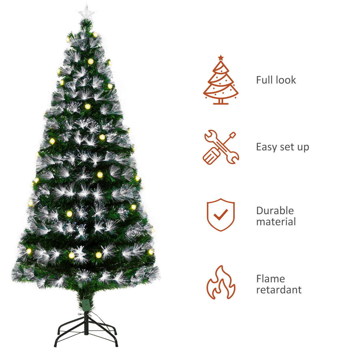 6ft White LED Christmas Tree with Star Topper, Tri-Base, Pre-Lit
