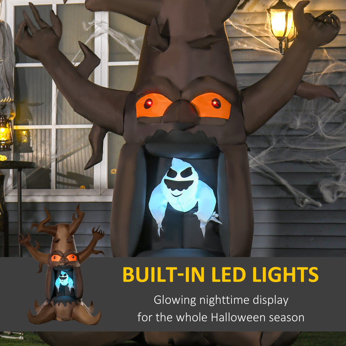 8ft Inflatable Floating Ghost in Tree with LED Lights Halloween Decor