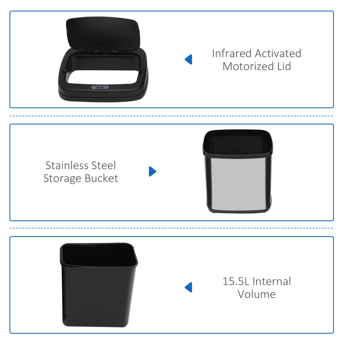 Smart 20L Stainless Steel Sensor Kitchen Bin - Hassle-Free Waste Disposal