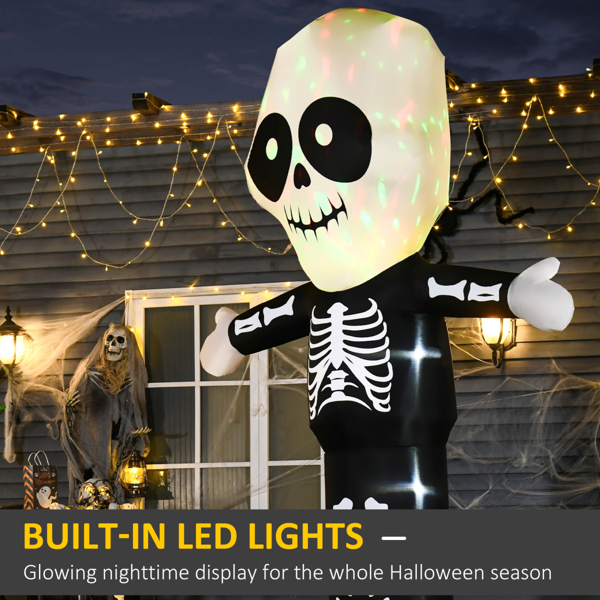 3m Halloween Inflatable Skeleton Ghost with LED Lights