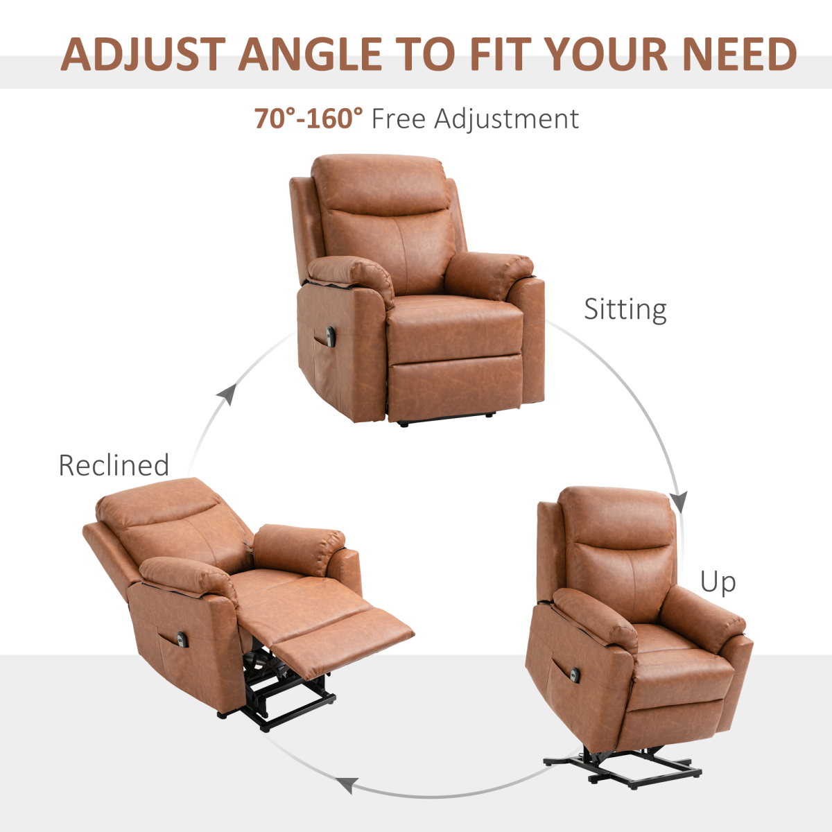 Power Lift Chair: Electric Riser Recliner with Remote - Brown