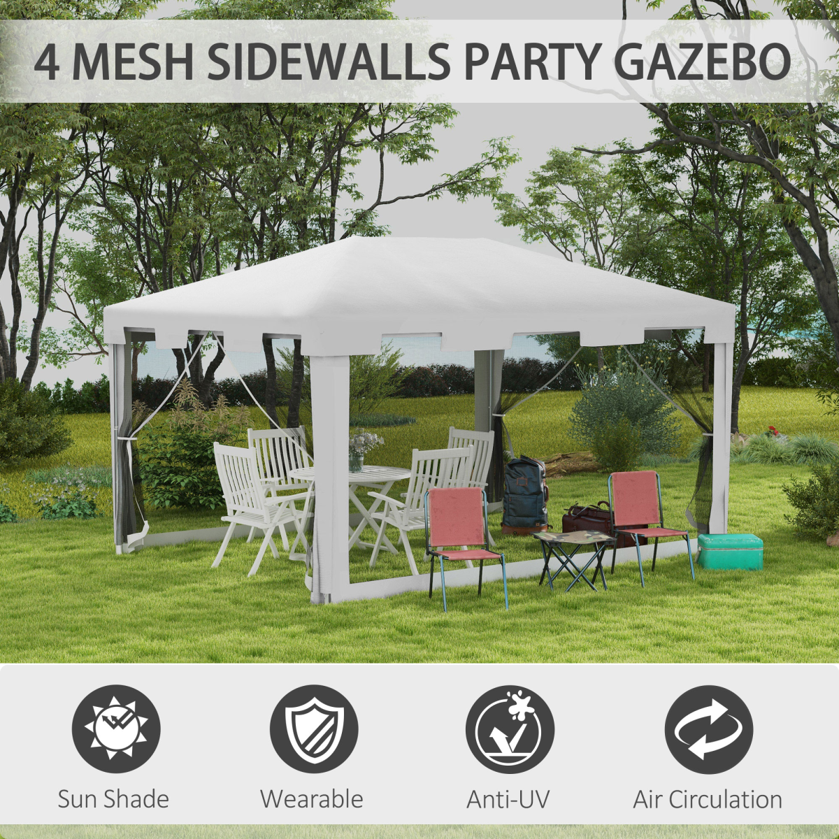 4x3m Waterproof Party Tent - Garden Gazebo for Weddings