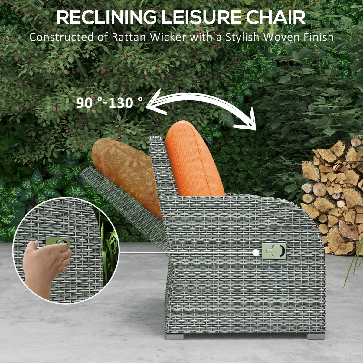 6-Piece Padded Outdoor Rattan Set: 3-Seat Sofa, Recliners & Table