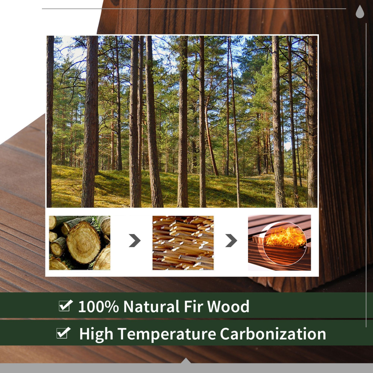 Two-Tier Fir Wood Water Pump Fountain - Steel Accents