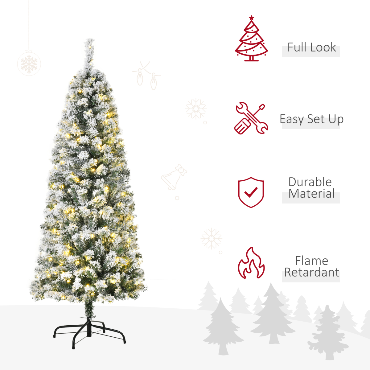 5ft Prelit Snow-Flocked Christmas Tree with Warm LED Lights