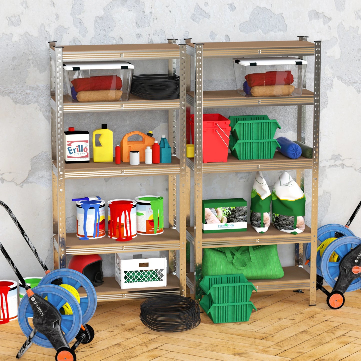 Heavy-Duty 5-Tier Galvanized Adjustable Shelf Racking Unit with 875KG Capacity 