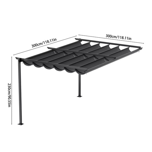 Outdoor Lean to Pergola with Canopy, 10 X 10FT & 10 X 13FT