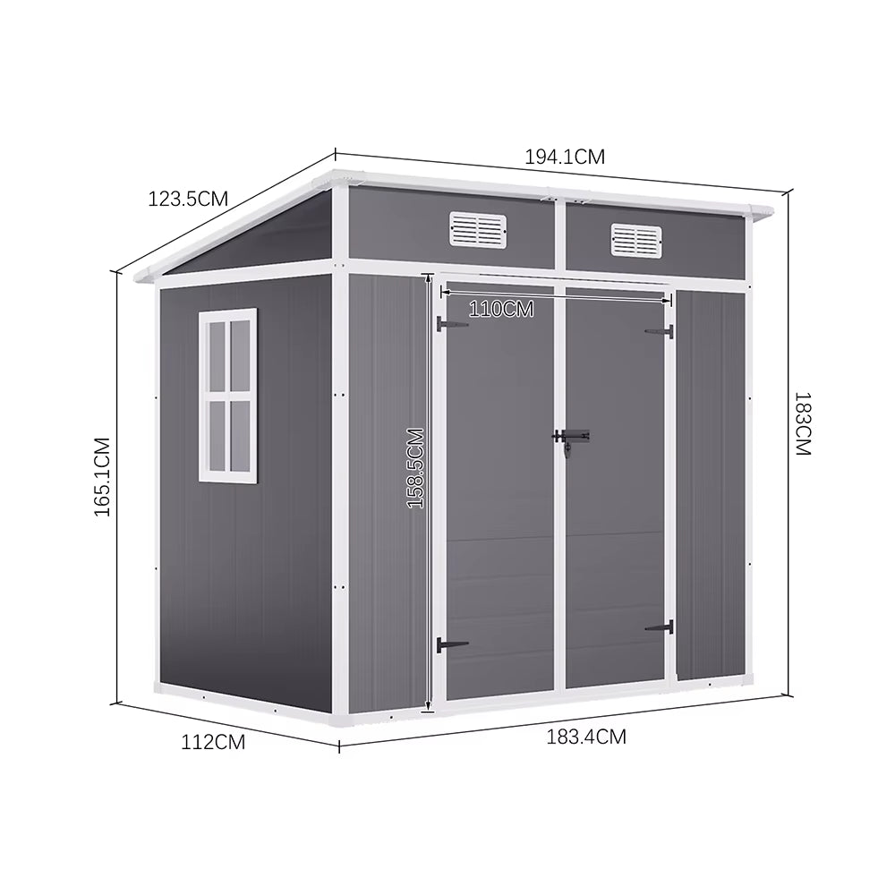 Outdoor Plastic Garden Storage Shed with Lockable Door & Sloped Roof, Rust-Resistant