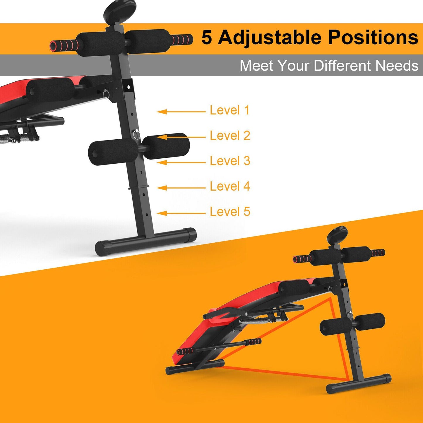 Adjustable Foldable Multi-Workout Weight Bench with LCD Display