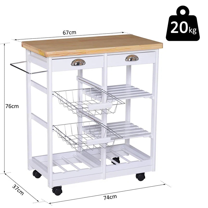 Richards Solid Wood Top Kitchen Cart