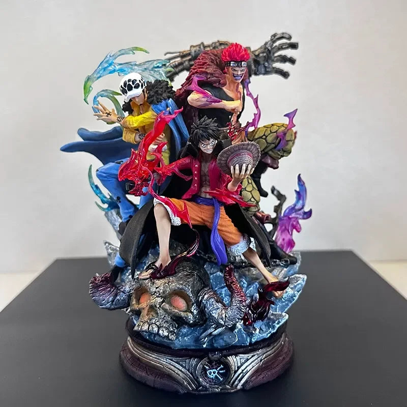 One Piece Lx Three Captain'S Handmade 20Cm Action Figure Supernova Ghost Island Battle Luffy Kidro Navigation Model Ornament