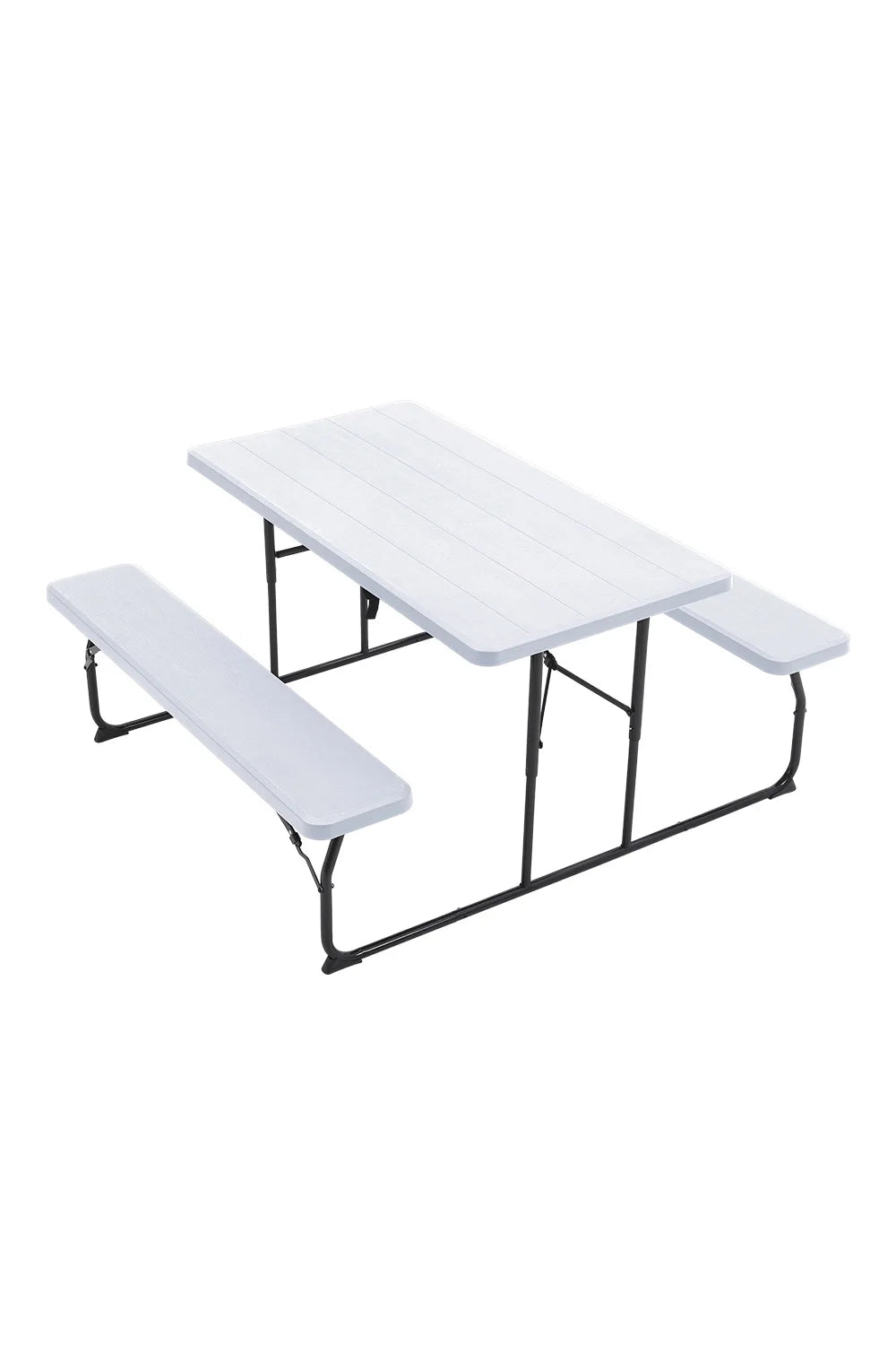 White Foldable Picnic Table and Bench Set