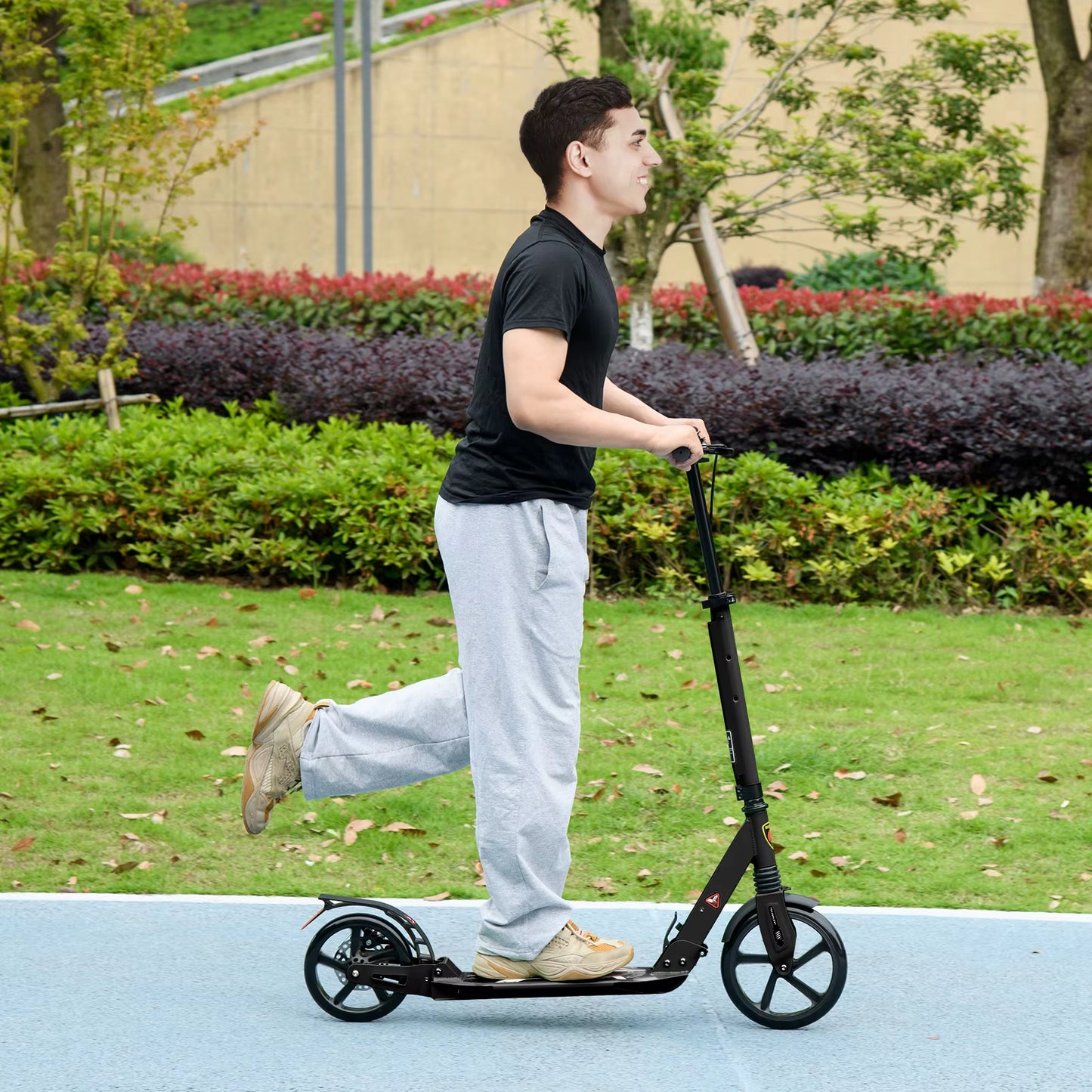 Kick Scooter, Folding 2 Wheel Scooter for 14+ Teens Adults, with Dual Brake System, Dual Suspension, 230Mm Big Wheels