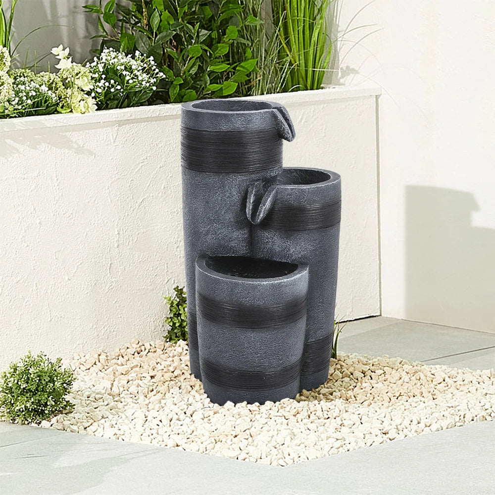 Outdoor Solar-Powered Water Fountain Rockery Decor - 23.5 cm W x 48 cm H