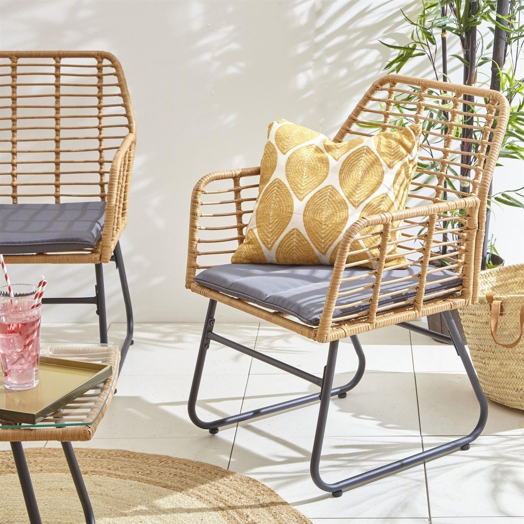 Neo Grey Bamboo 4-Piece Garden Sofa Set: Stylish Comfort for Outdoor Living