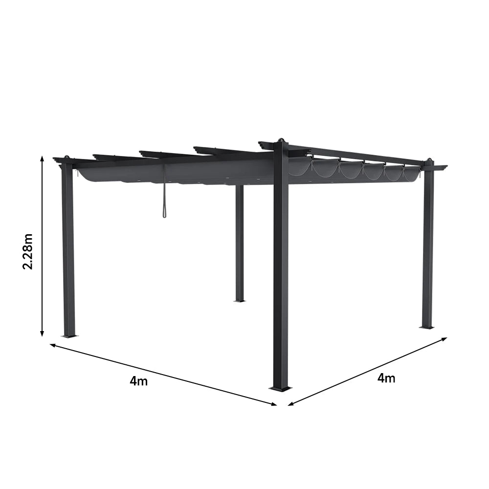 Metal Pergola W/Thicker Post & Upgraded Retractable Pergola Canopy, Heavy-Duty Aluminum Pergolas and Gazebos