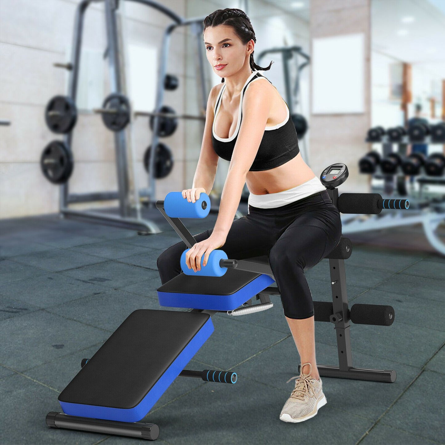 Adjustable Foldable Multi-Workout Weight Bench with LCD Display