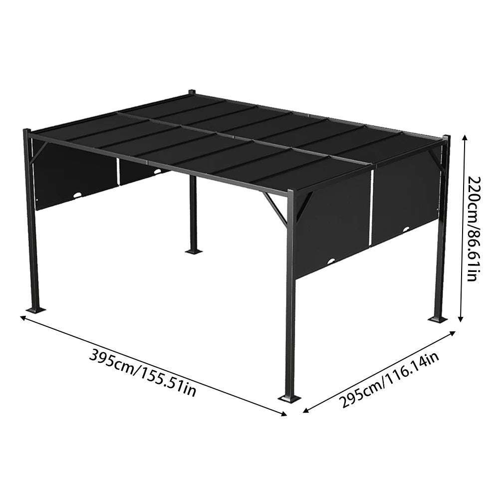 Outdoor Retractable Pergola with Canopy for Garden and Patio - Modern Classic Sunshade and Decorative Shelf