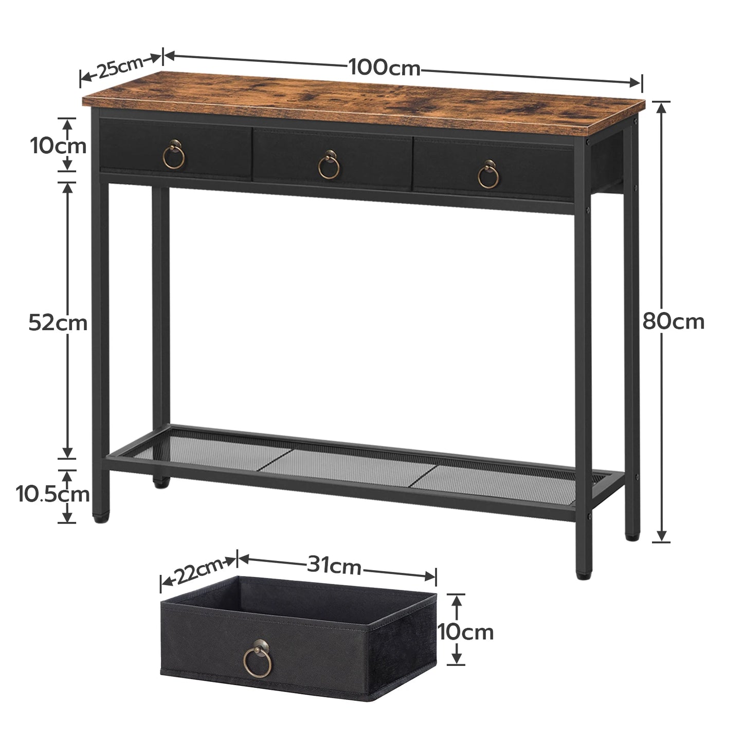 Stylish HOOBRO Narrow Console Table with 2 Drawers & Shelves - Perfect for Entryway, Living Room & Hallway