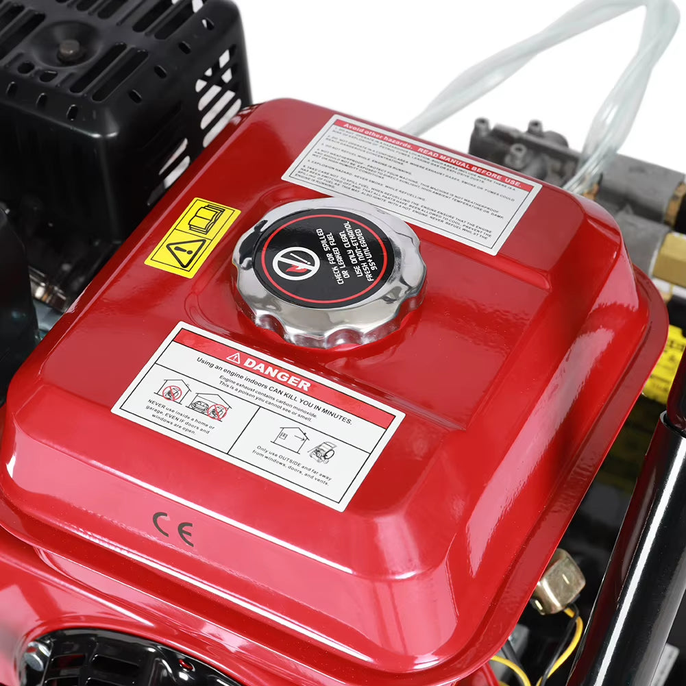Heavy-Duty Metallic Pump Petrol Pressure Washer with 5 Quick-Connect Nozzles, Built-In Wheels & Large Tank for Cars
