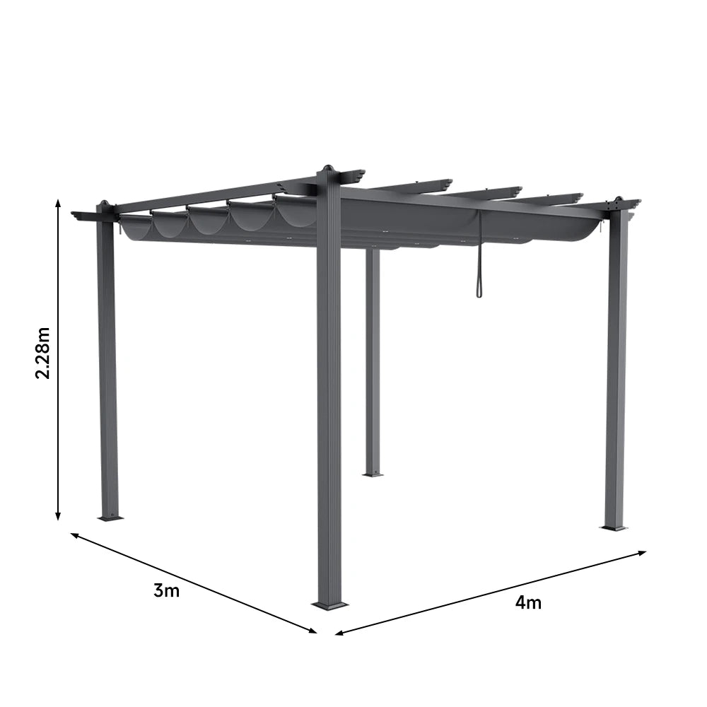 Metal Pergola W/Thicker Post & Upgraded Retractable Pergola Canopy, Heavy-Duty Aluminum Pergolas and Gazebos