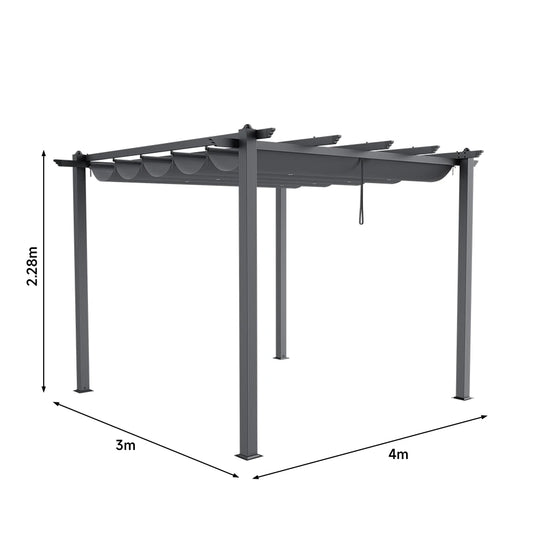 Metal Pergola W/Thicker Post & Upgraded Retractable Pergola Canopy, Heavy-Duty Aluminum Pergolas and Gazebos