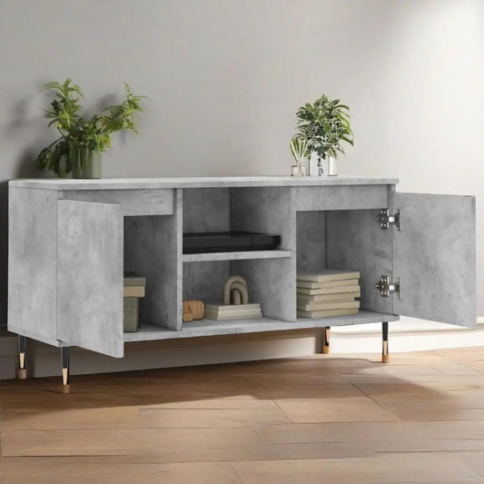 Modern Concrete Grey TV Cabinet 104X35X50 Cm - Stylish Engineered Wood Storage Solution