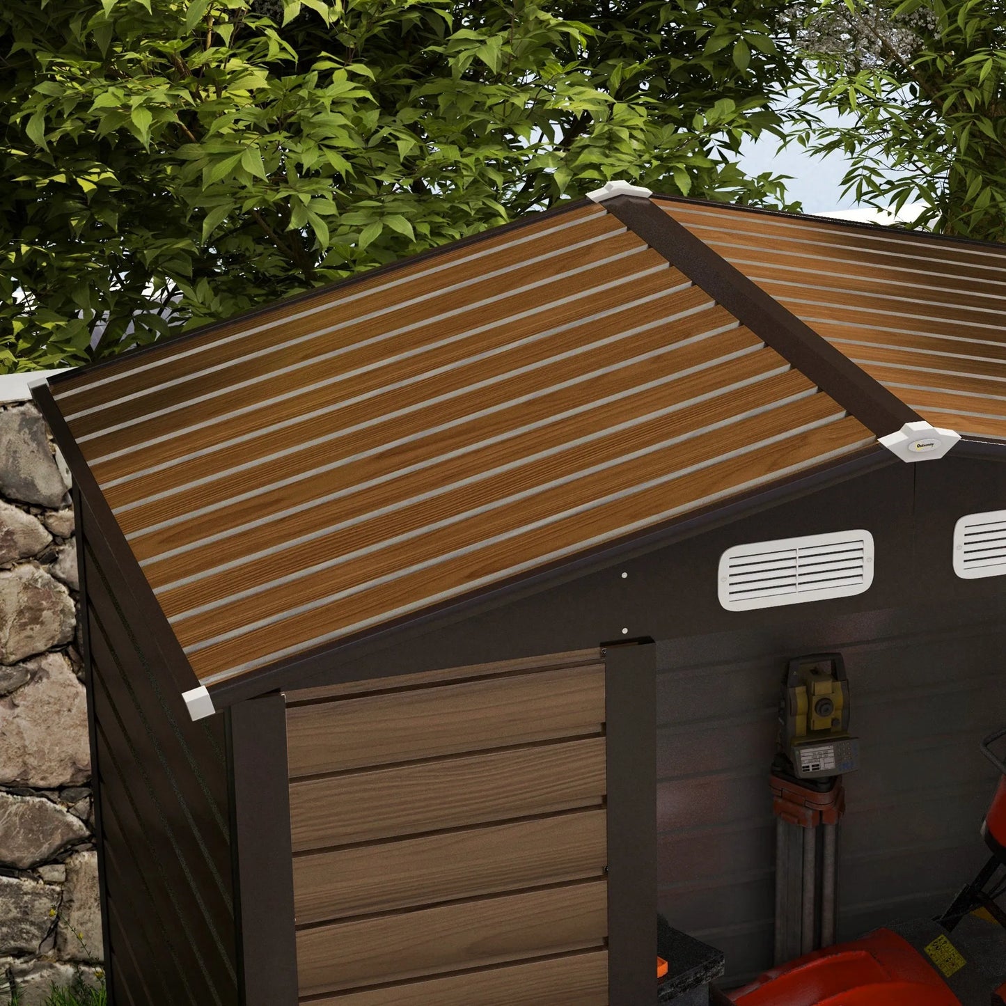 6.2 x 4.3 Ft Metal Garden Shed with Ventilation Slots for Outdoor Use