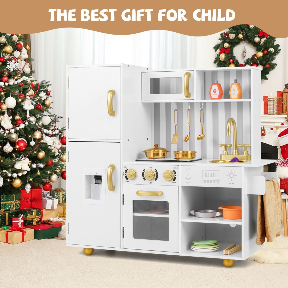 Play Kitchen Toy Set with Oven Real Sounds and Lights