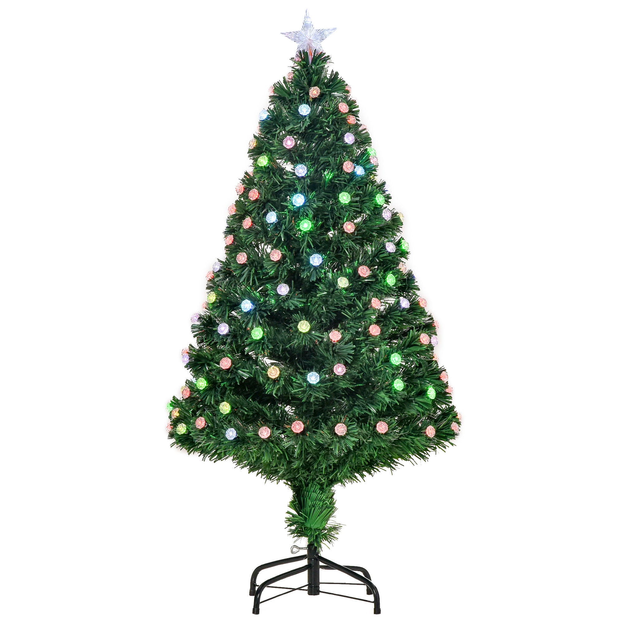4ft Prelit Fibre Optic Xmas Tree with RGB LEDs & Star Top