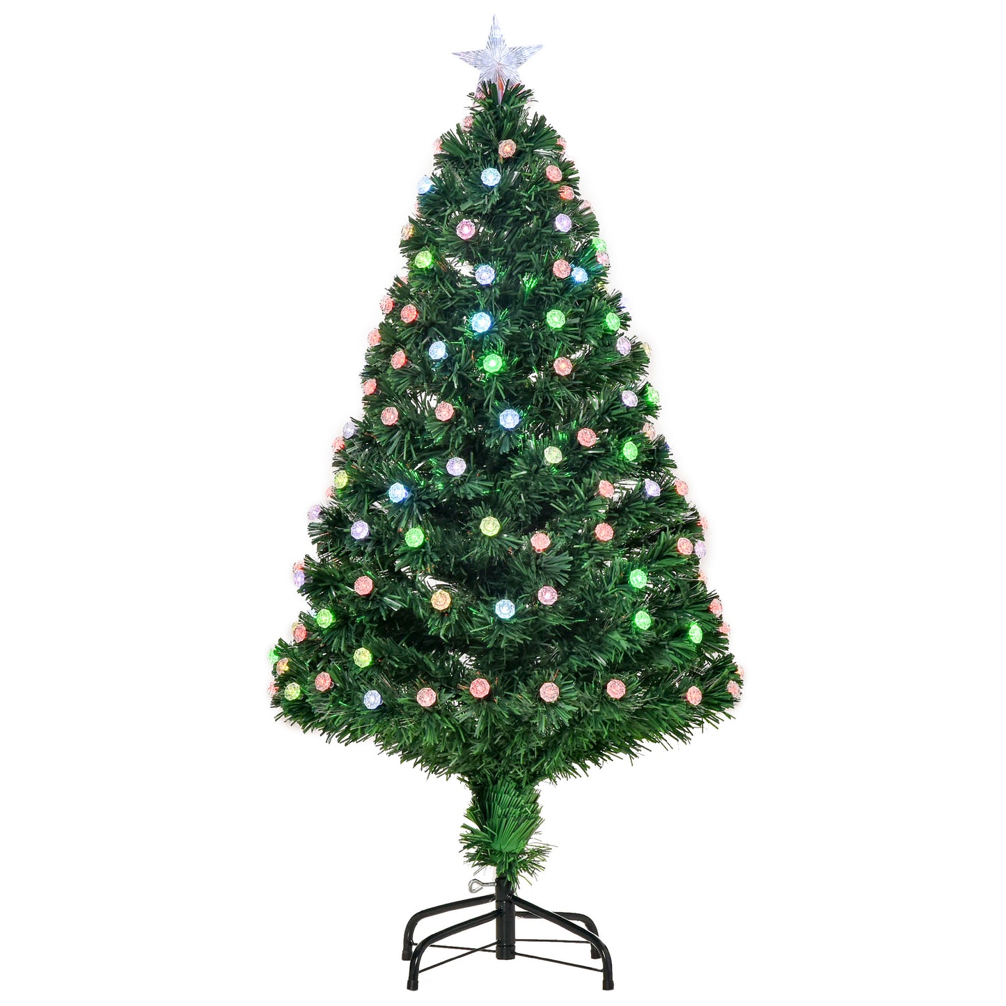 4ft Prelit Fibre Optic Xmas Tree with RGB LEDs & Star Top
