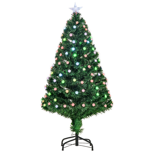 4ft Prelit Fibre Optic Xmas Tree with RGB LEDs & Star Top