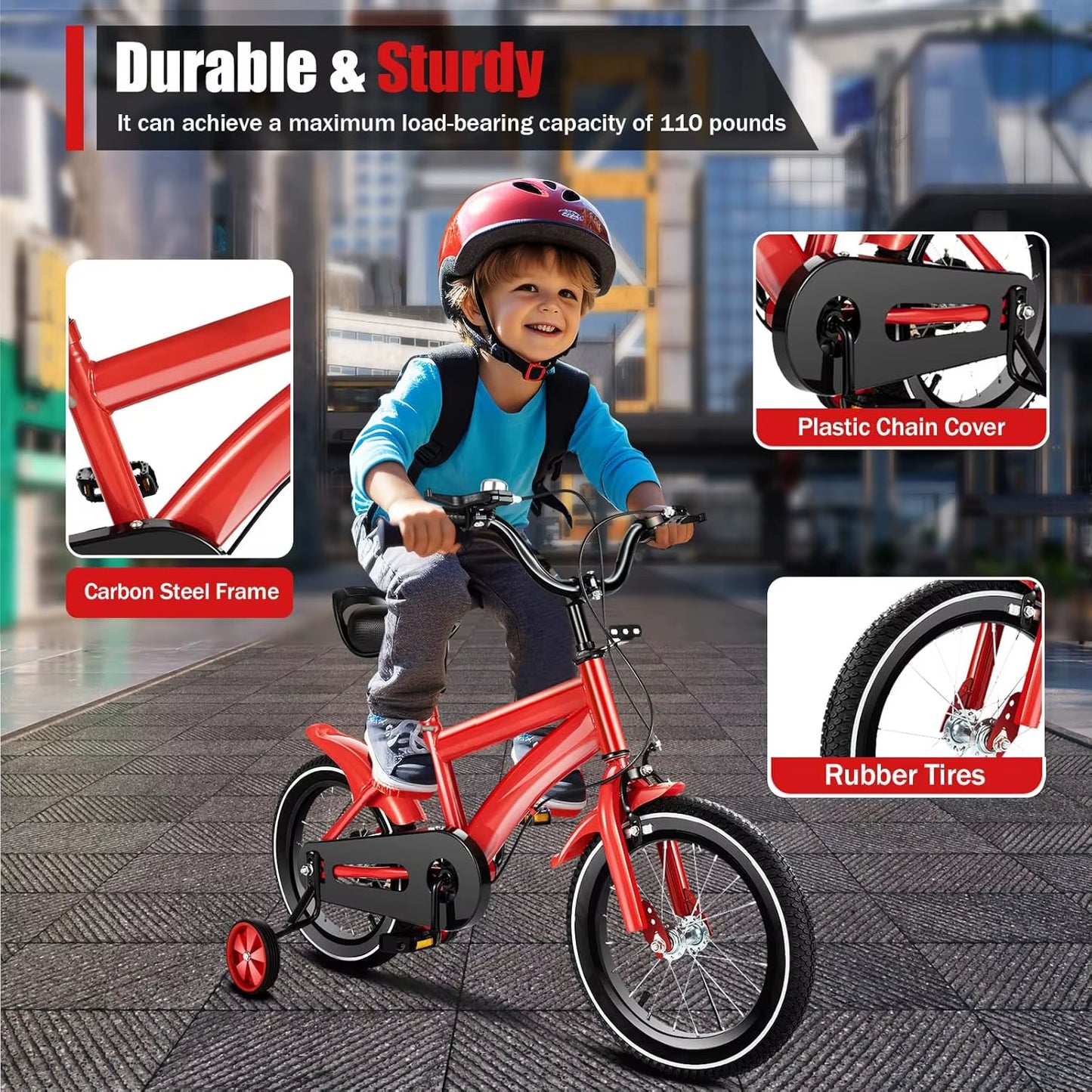 14 Inch Kids Bikes with Training Wheels High Carbon Steel Bicycle for Ages 3-6 Years
