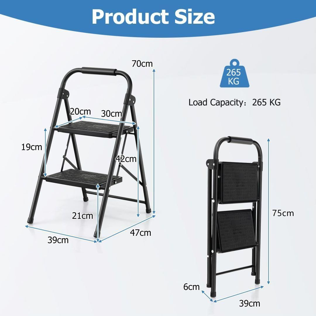 2 Step Folding Ladder with Safe Lock and Hand Grip