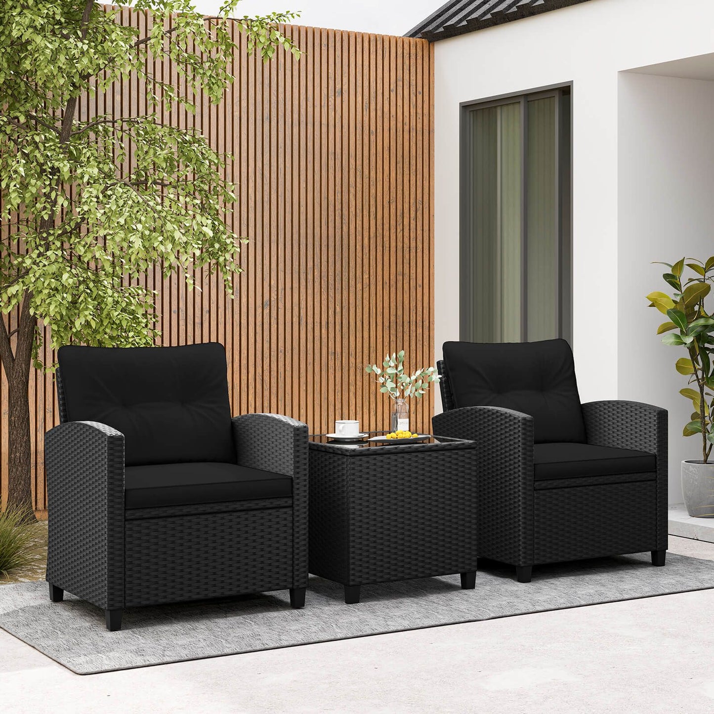 Stylish 3-Piece Rattan Patio Furniture Set with Comfortable Cushions for Ultimate Relaxation