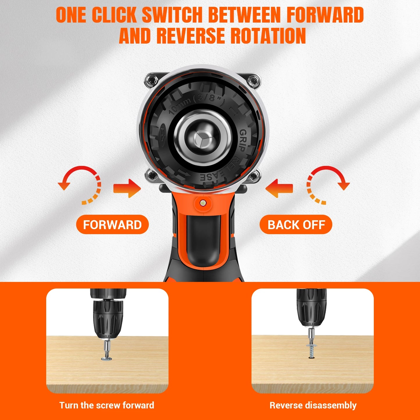 Cordless Drill Driver 25+1 Torque Combi Drill Power Drill Kit, Electric Screwdriver Set, Accessory Kit, 2 Speeds Drill