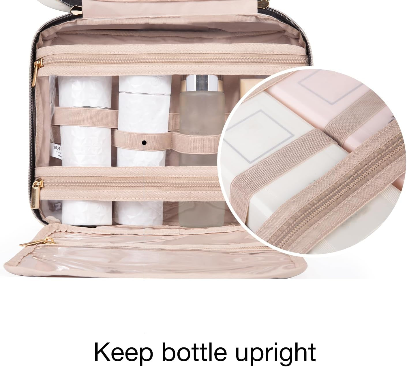 Large Capacity Hanging Toiletry Bag for Women - Stylish Pink Makeup & Cosmetic Organizer for Travel - Perfect for Full-Sized Containers