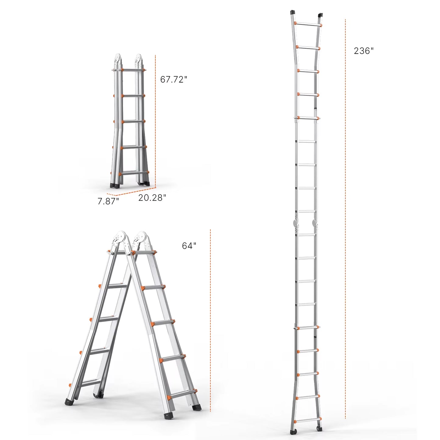 telescoping Ladder a Frame Compact Aluminum Extension Ladder Multi-Function Portable Collapsible RV Ladder for Homework