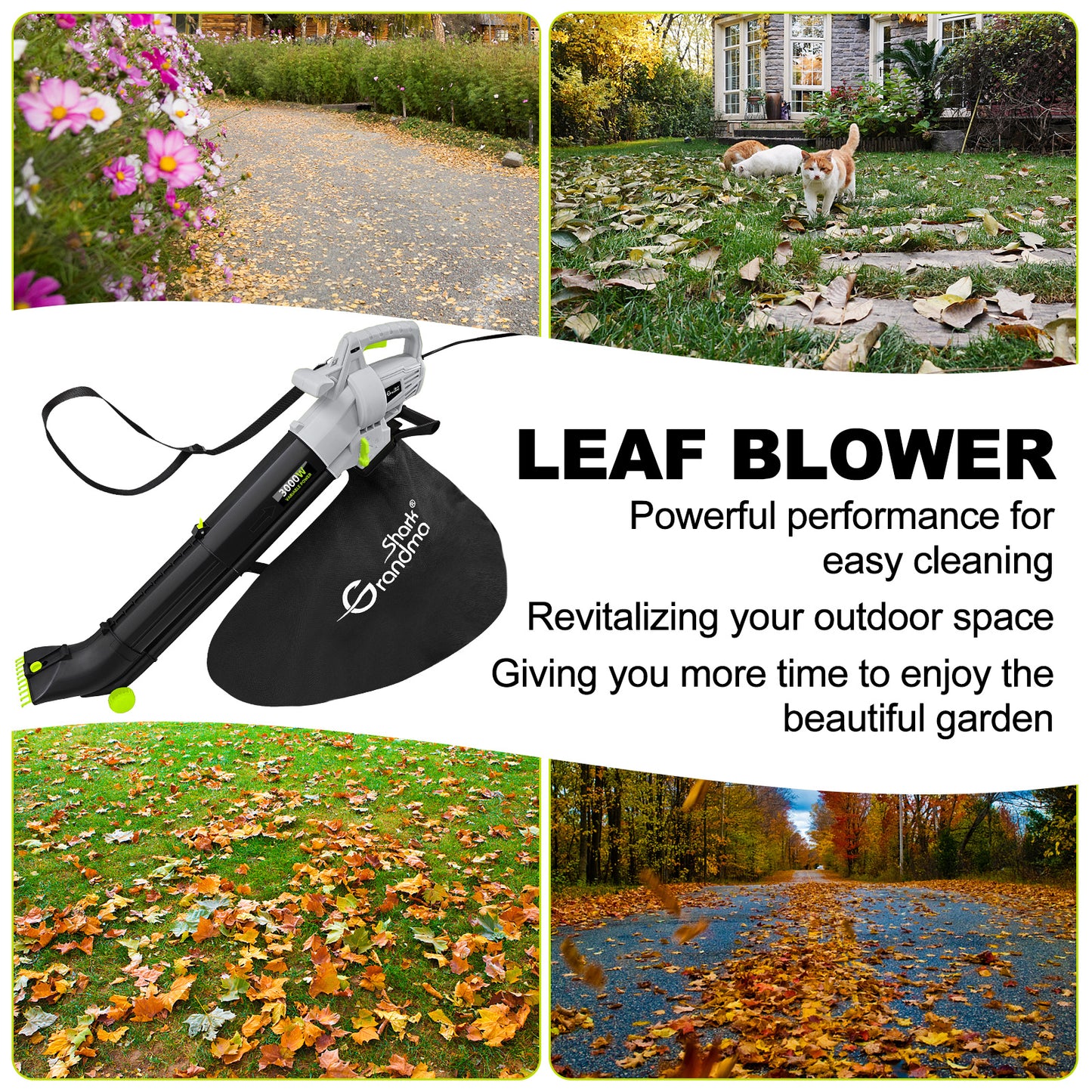 3000W 3 In 1 Leaf Blower, Garden Leaves Vacuum Cleaner