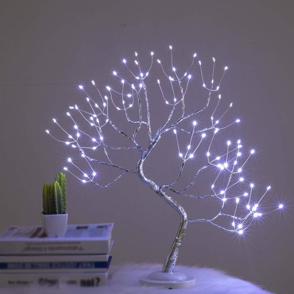 50cm Tree Lamp Twig Tree 108 LEDs Cool White/Warm White/Multicolor Birch Tree USB/Battery Operated Tabletop Bonsai Tree Wire Tree for Christmas Decorations