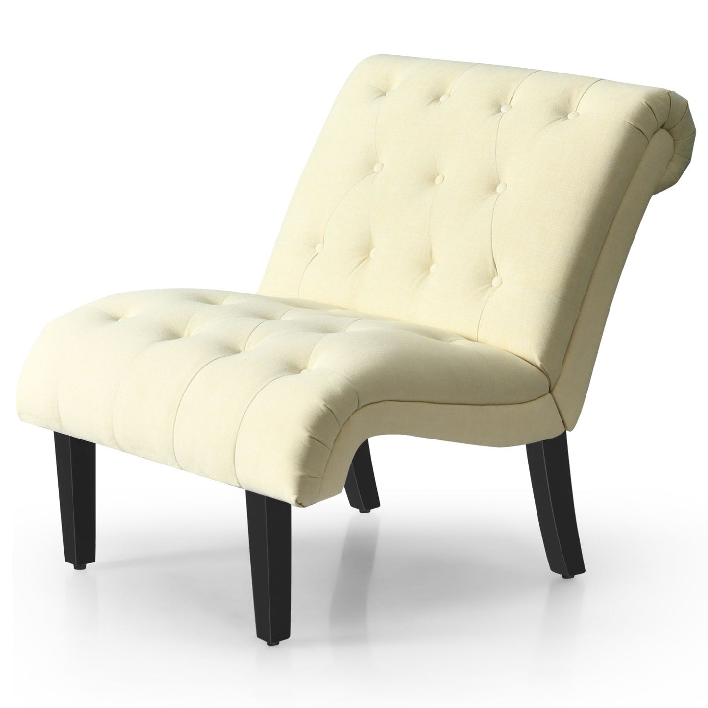 Modern Upholstered Accent Chair with Button Tufted Linen Fabric